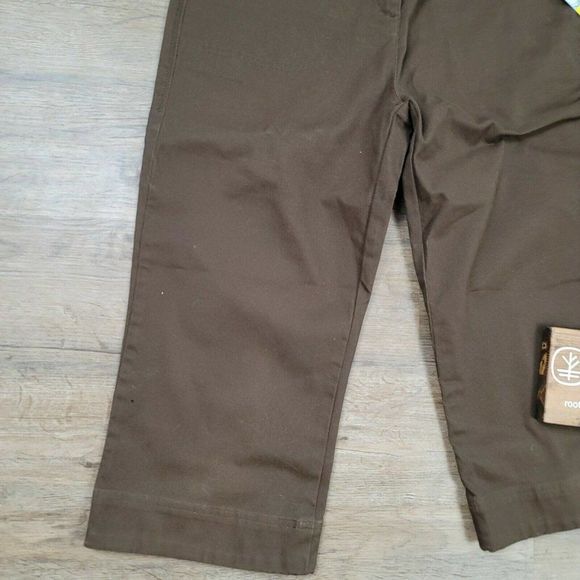 NEW Lole Pants Casual Brown Solid Cropped Flat Front Straight Leg Cotton Womens - Picture 3 of 8